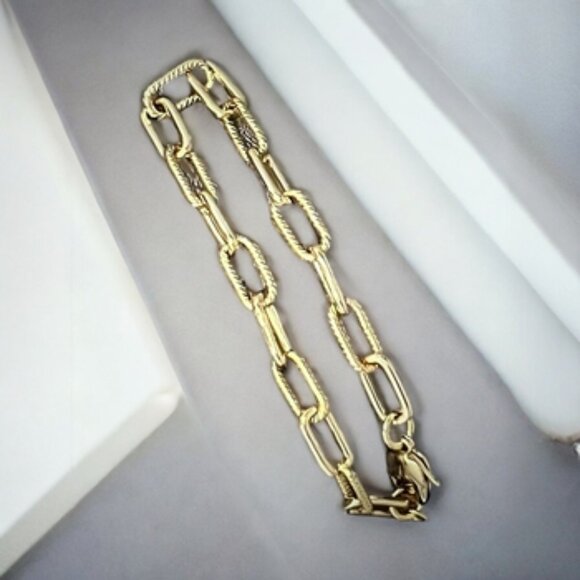 Paperclip Chain Link Minimalist Hypoallergenic Lobster Claw Bracelet - Picture 3 of 4